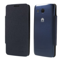 Кожен калъф Flip Cover оригинален за Huawei Ascend Y511 тъмно син